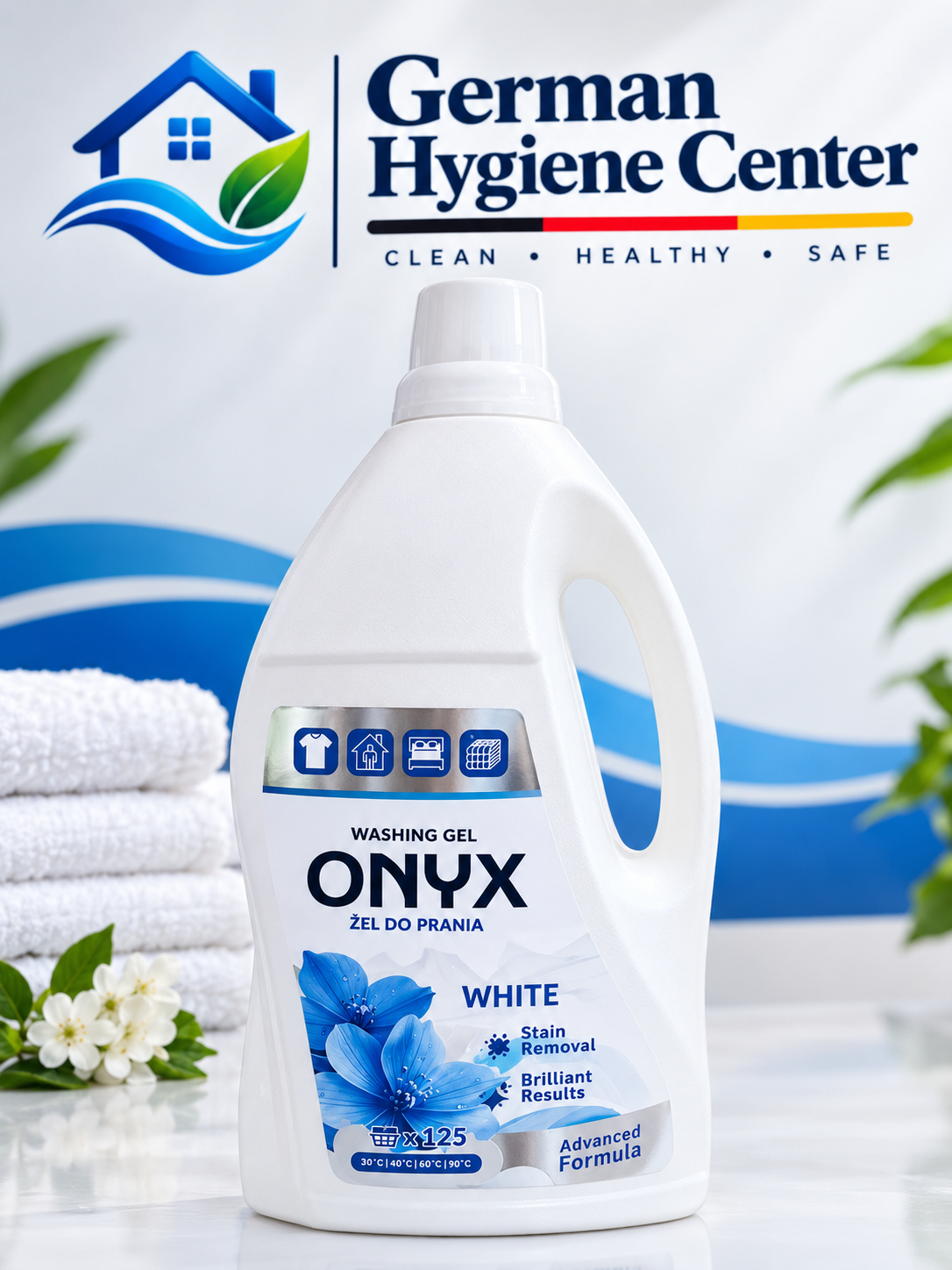 ONYX WHITE 4 ლიტრი სარეცხი გელი თეთრი ქსოვილისთვის
